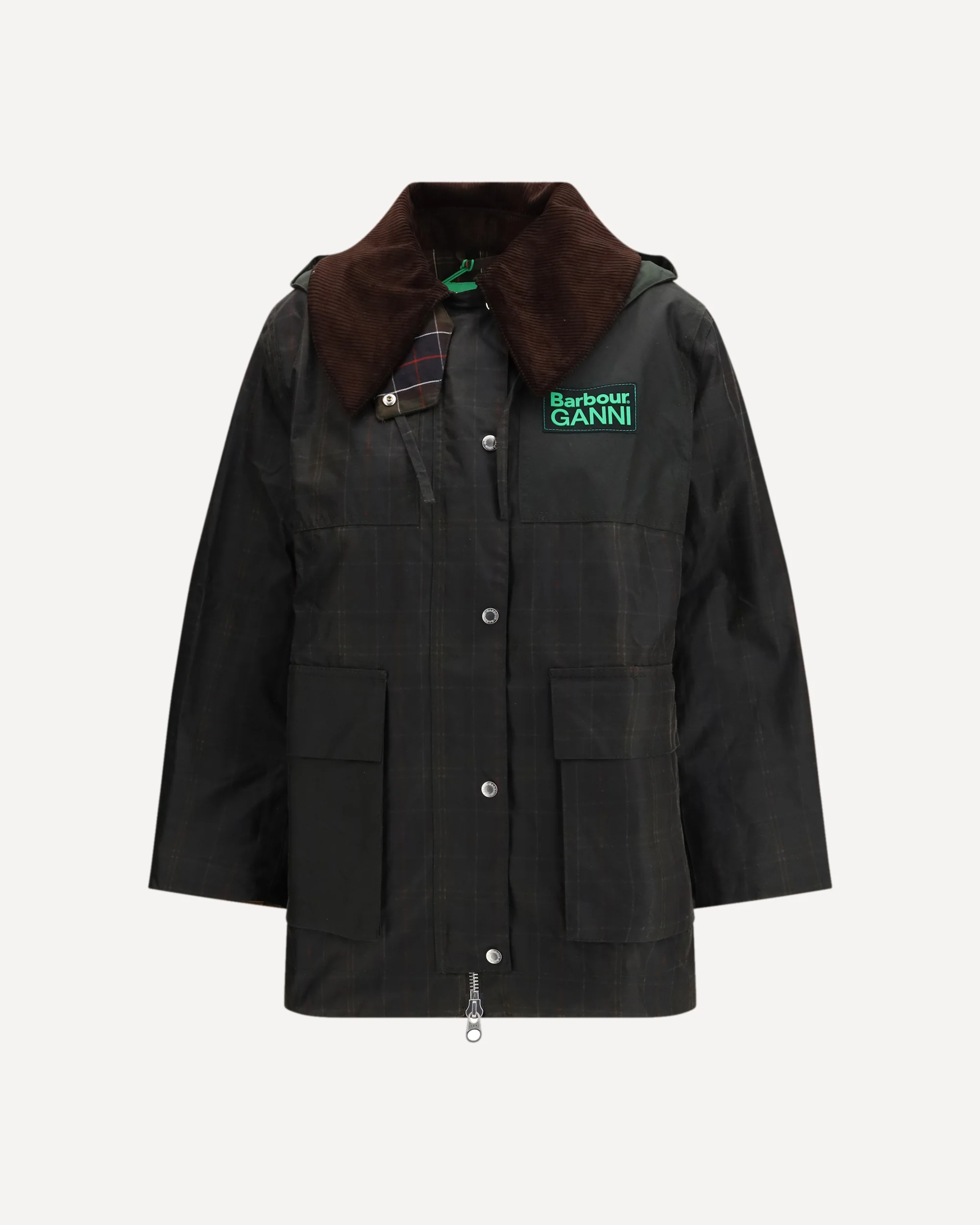 Tartan Waxed Duffle Coat by Barbour x GANNI - Image 3