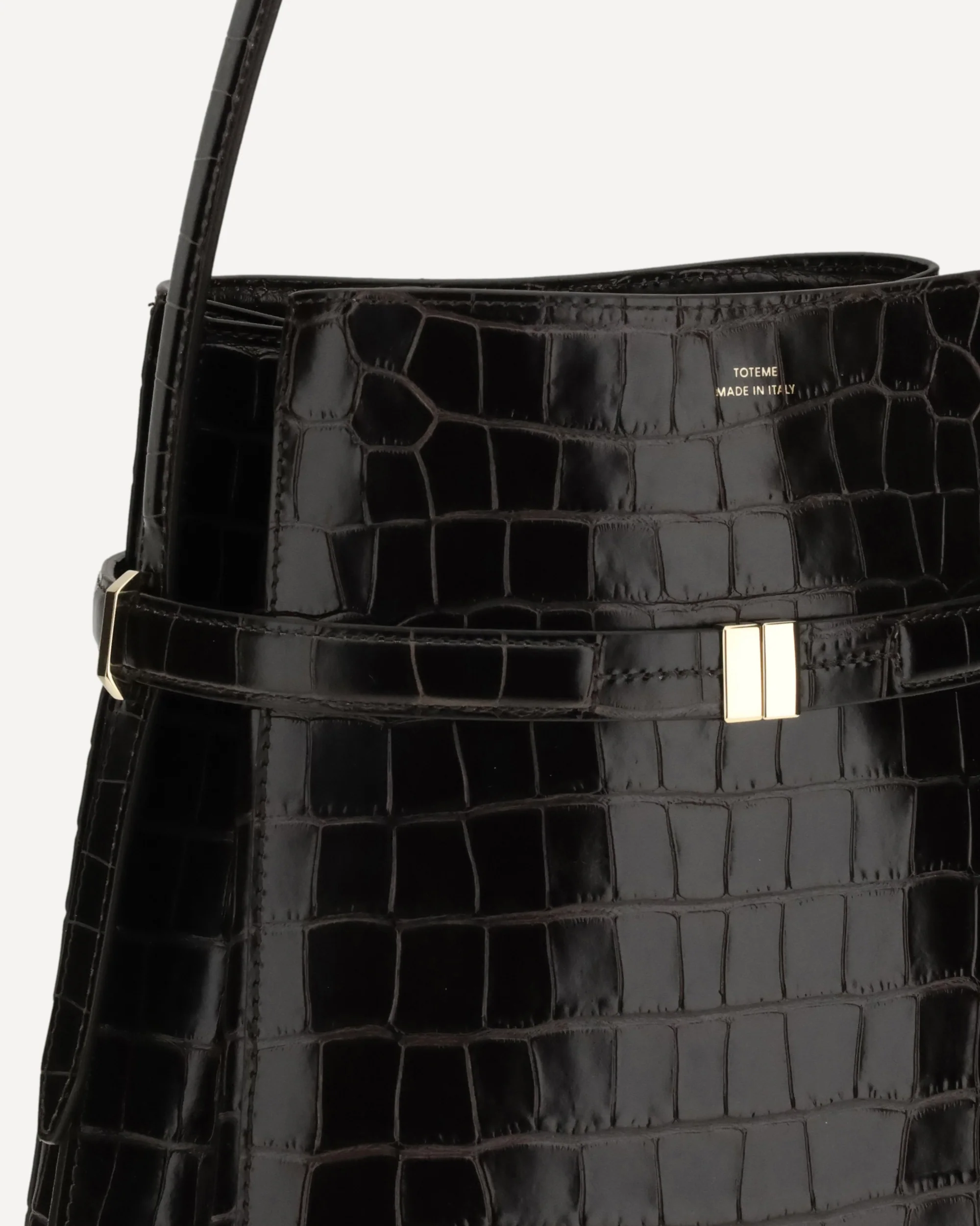 Belted Croco-embossed Bucket Bag - Image 6