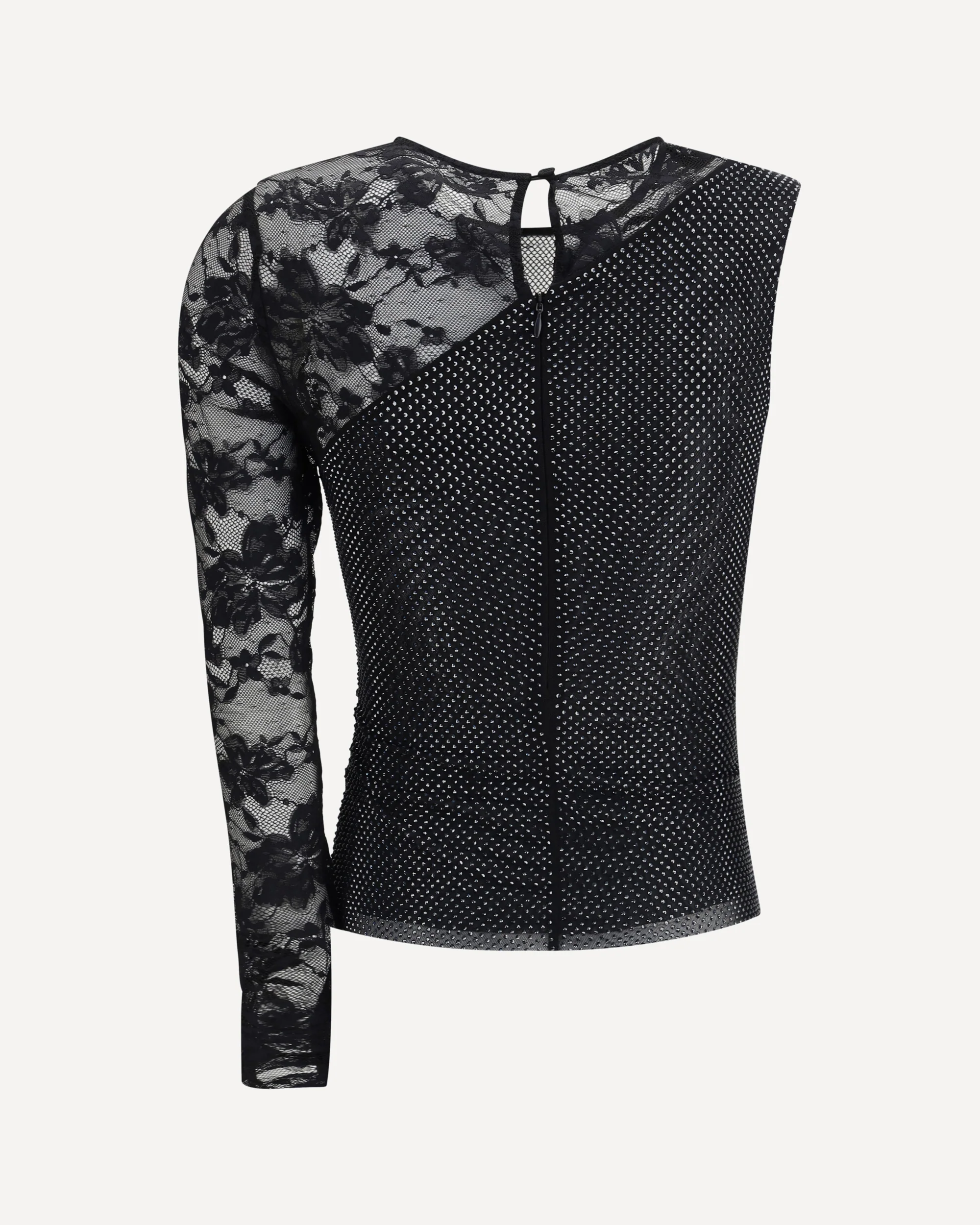 One-shoulder lace and rhinestone Top - Image 2