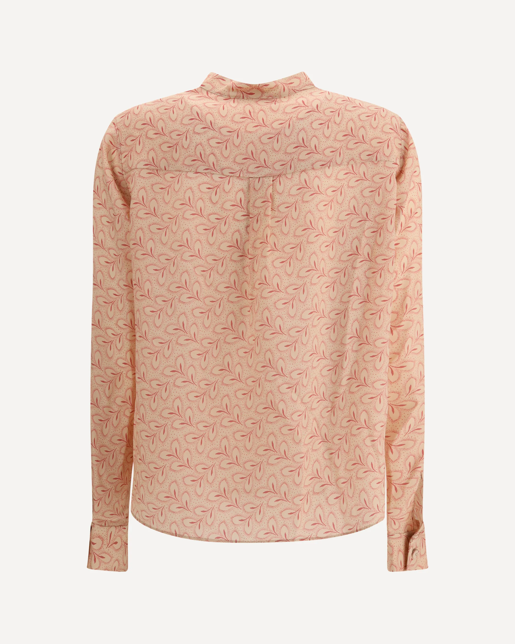 Blouse with foliage print and refined stand-up collar - Image 4