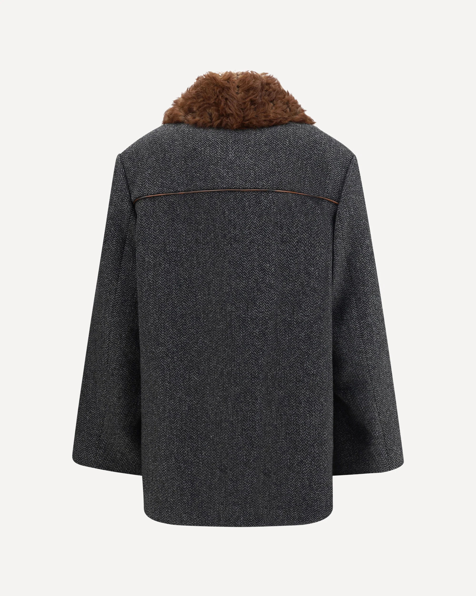 Double-breasted caban with a Shearling trim - Image 4