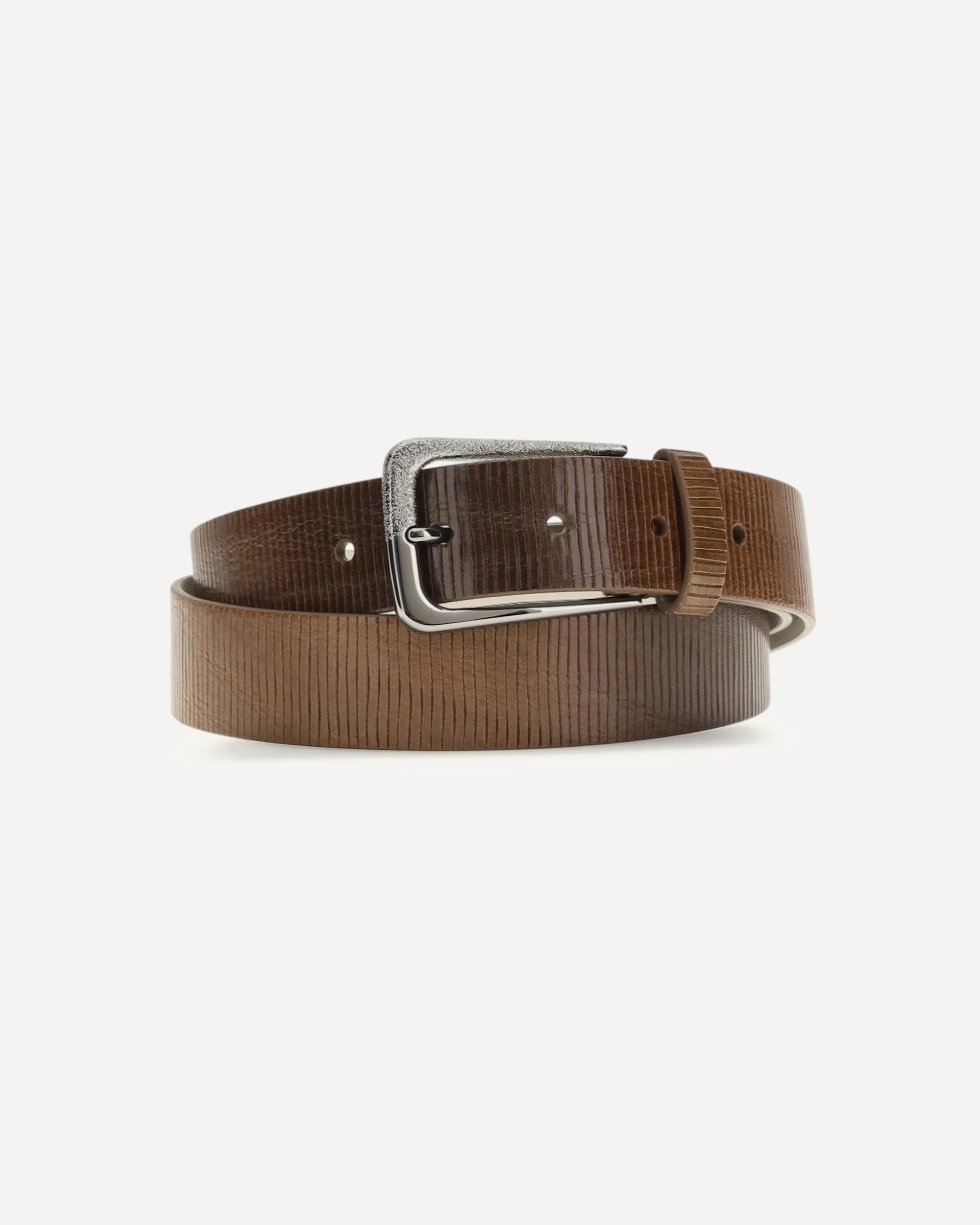 Carved leather Belt with Shimmering Buckle - Image 3
