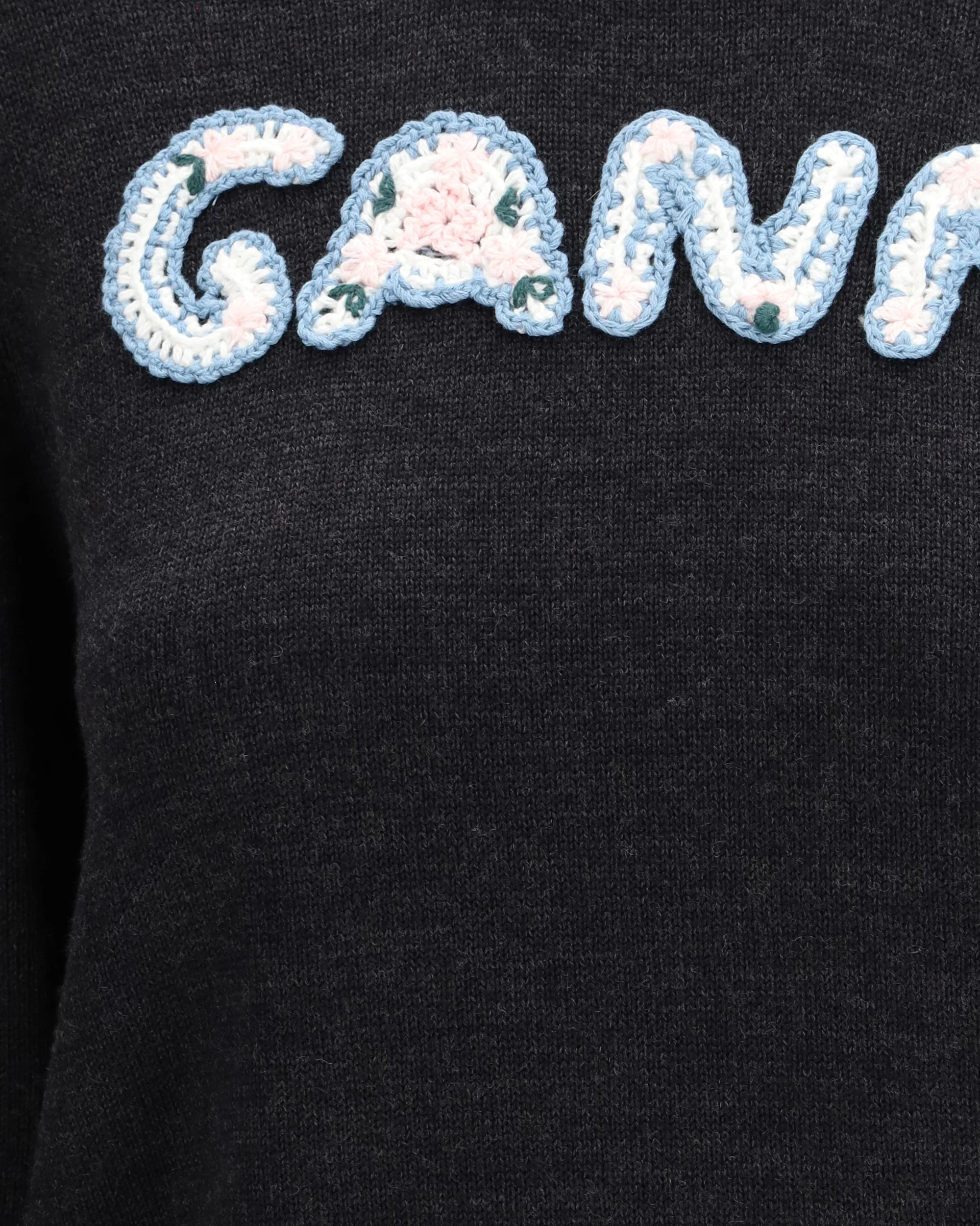 Crochet Appliqué merino Sweater - Image 5