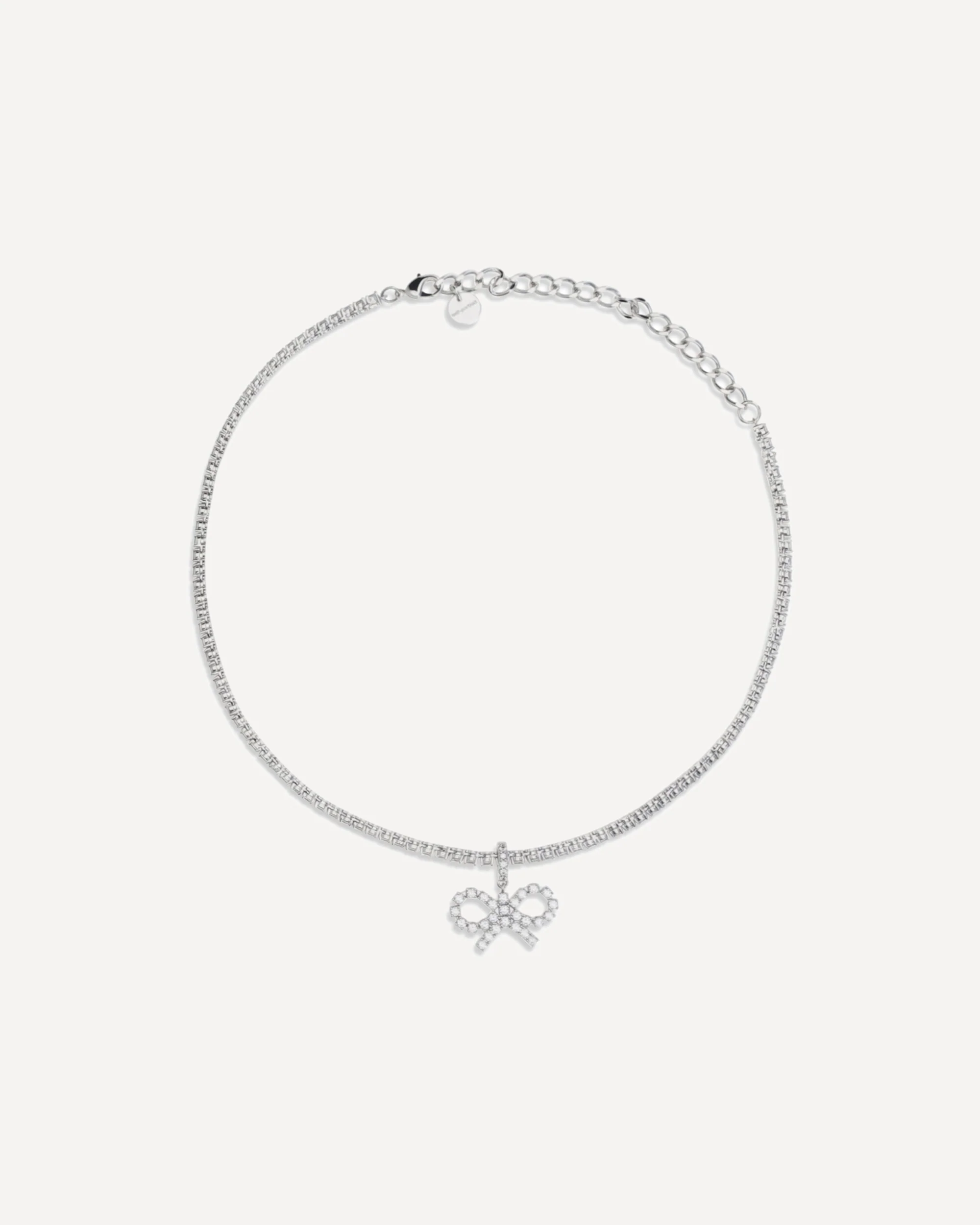 Tennis necklace with bow pendant - Image 3