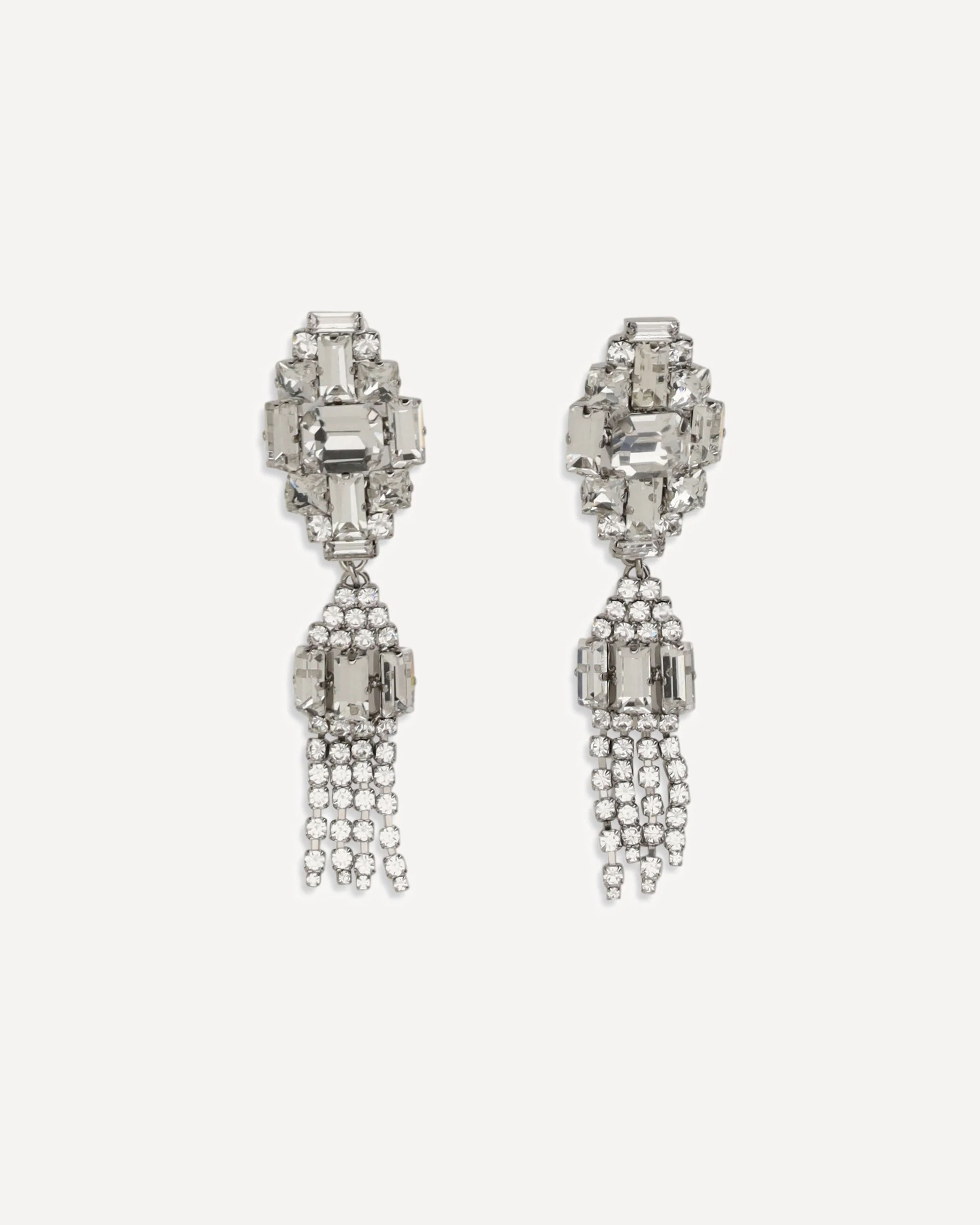 Silver-colored crystal drop Earrings - Image 3