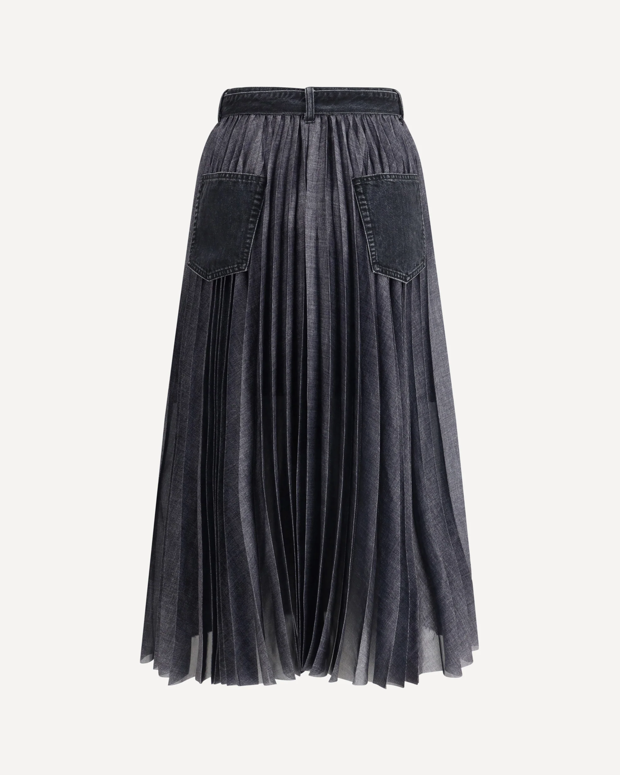 Denim plissè midi Skirt - Image 2
