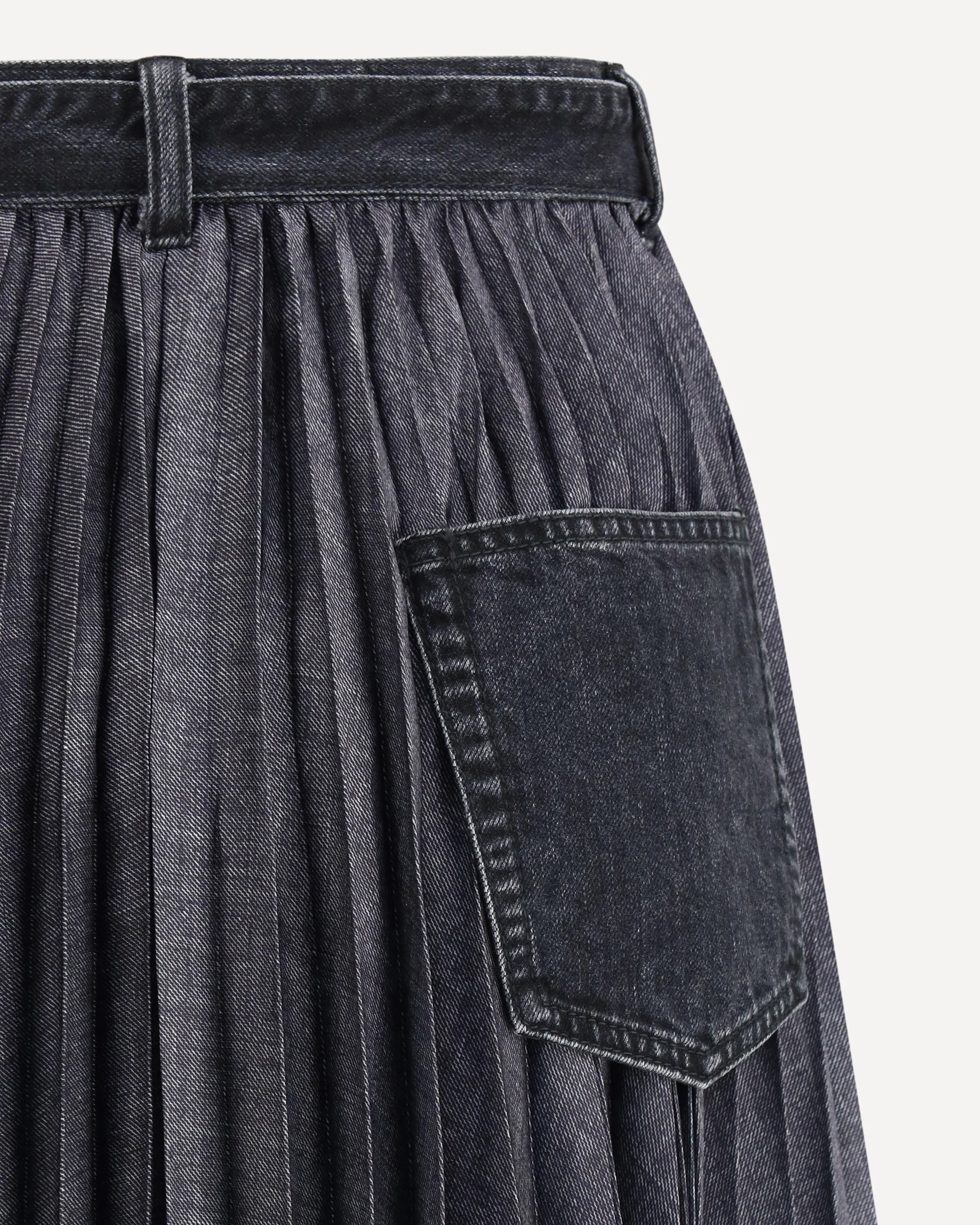 Denim plissè midi Skirt - Image 5