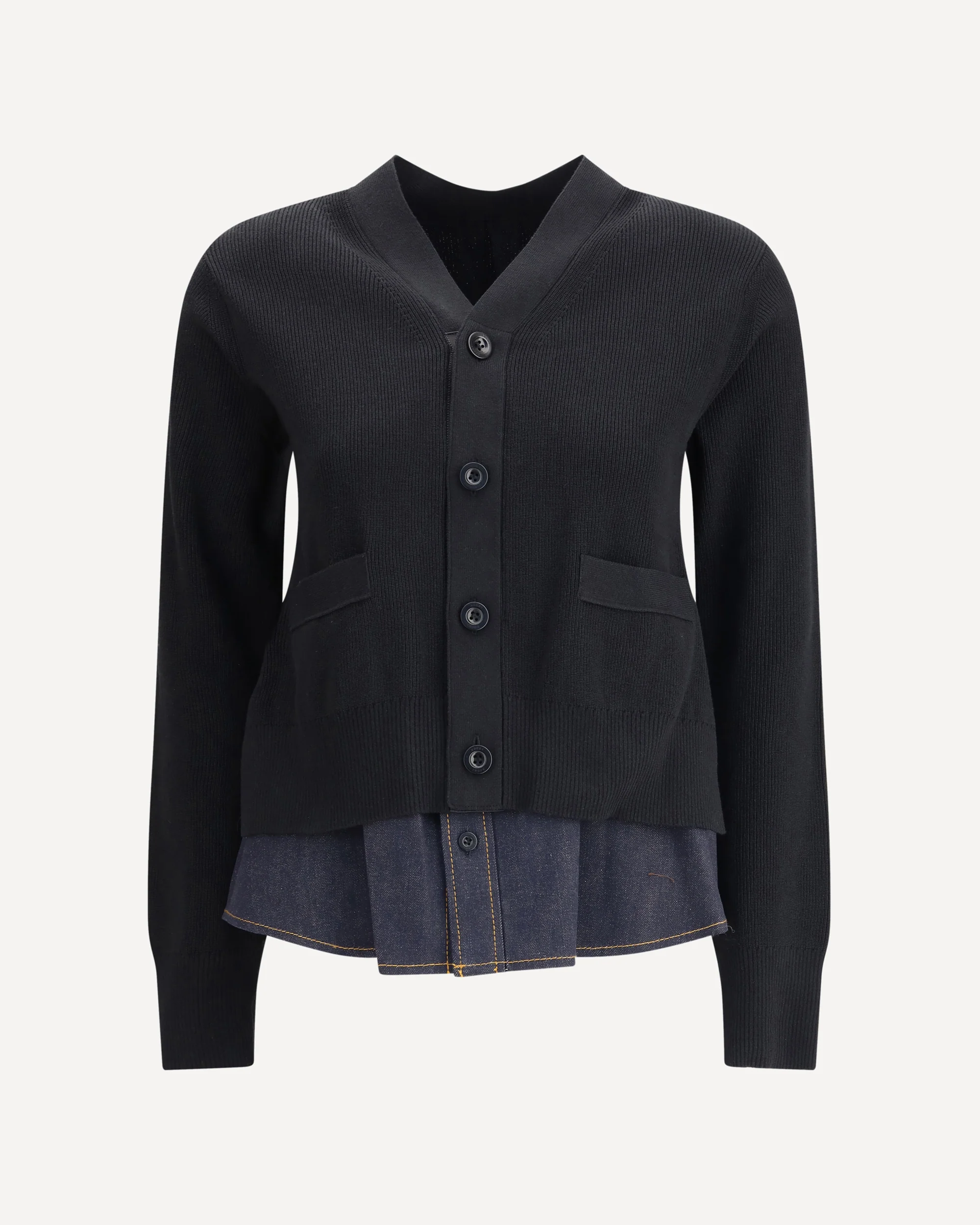 Cardigan with denim panel - Image 3