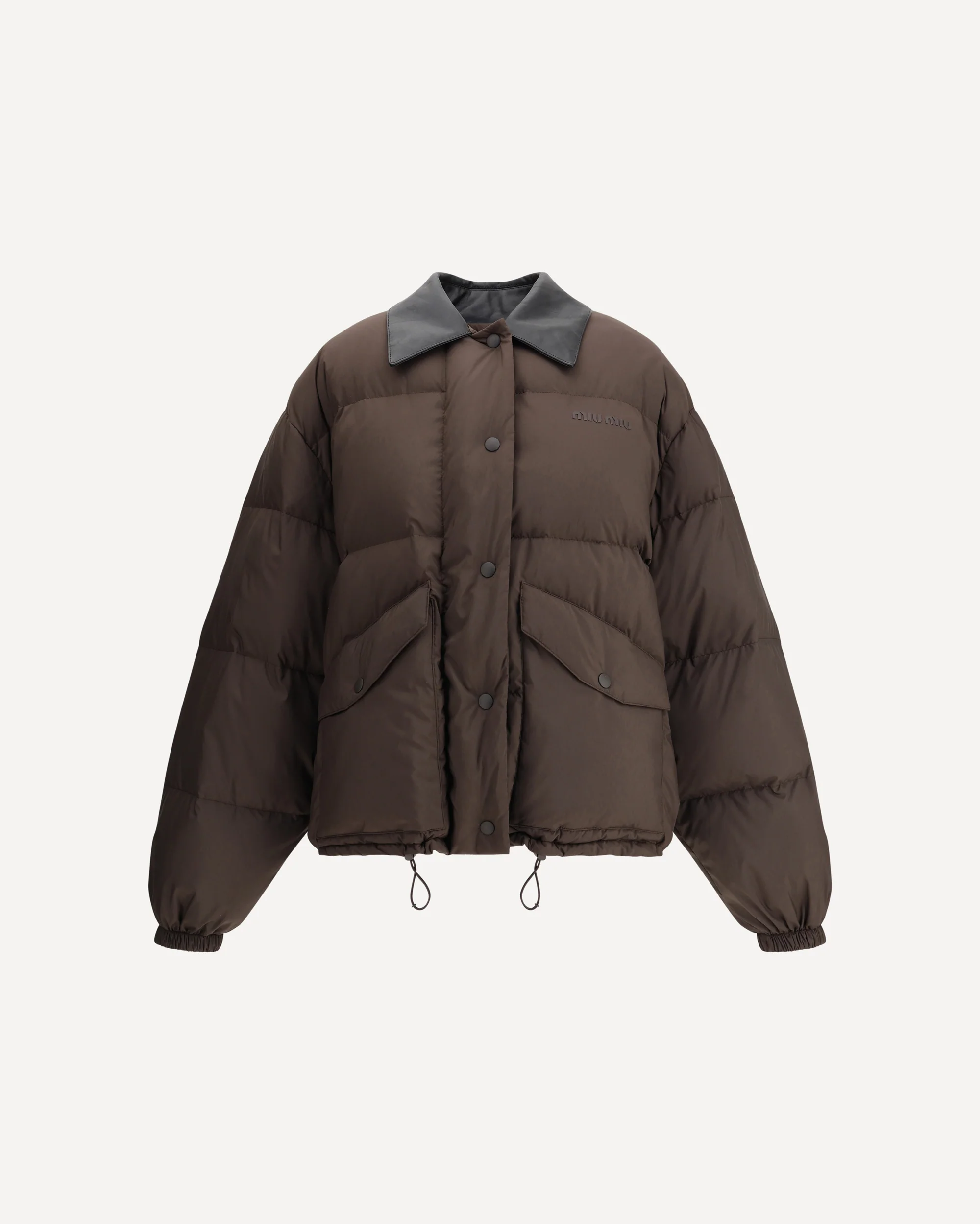 Down Jacket with leather collar