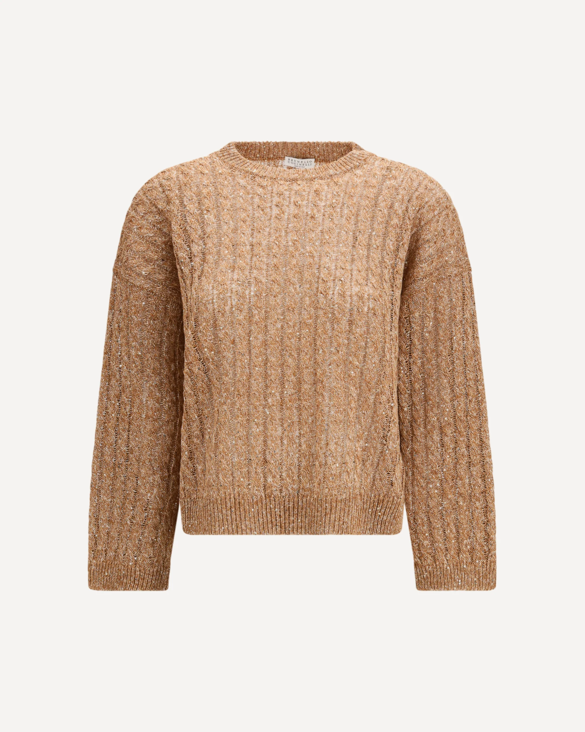 Dazzling Cable linen Sweater with openwork ribbing - Image 3
