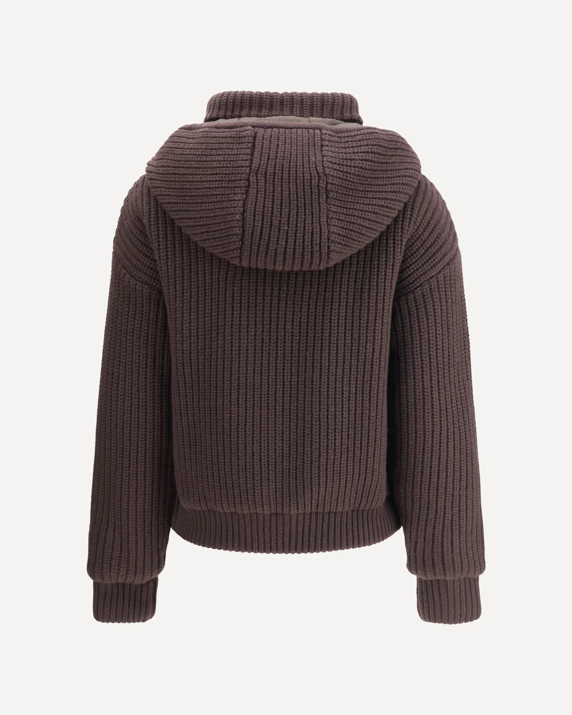 Reversible ribbed knit Jacket with hood - Image 2