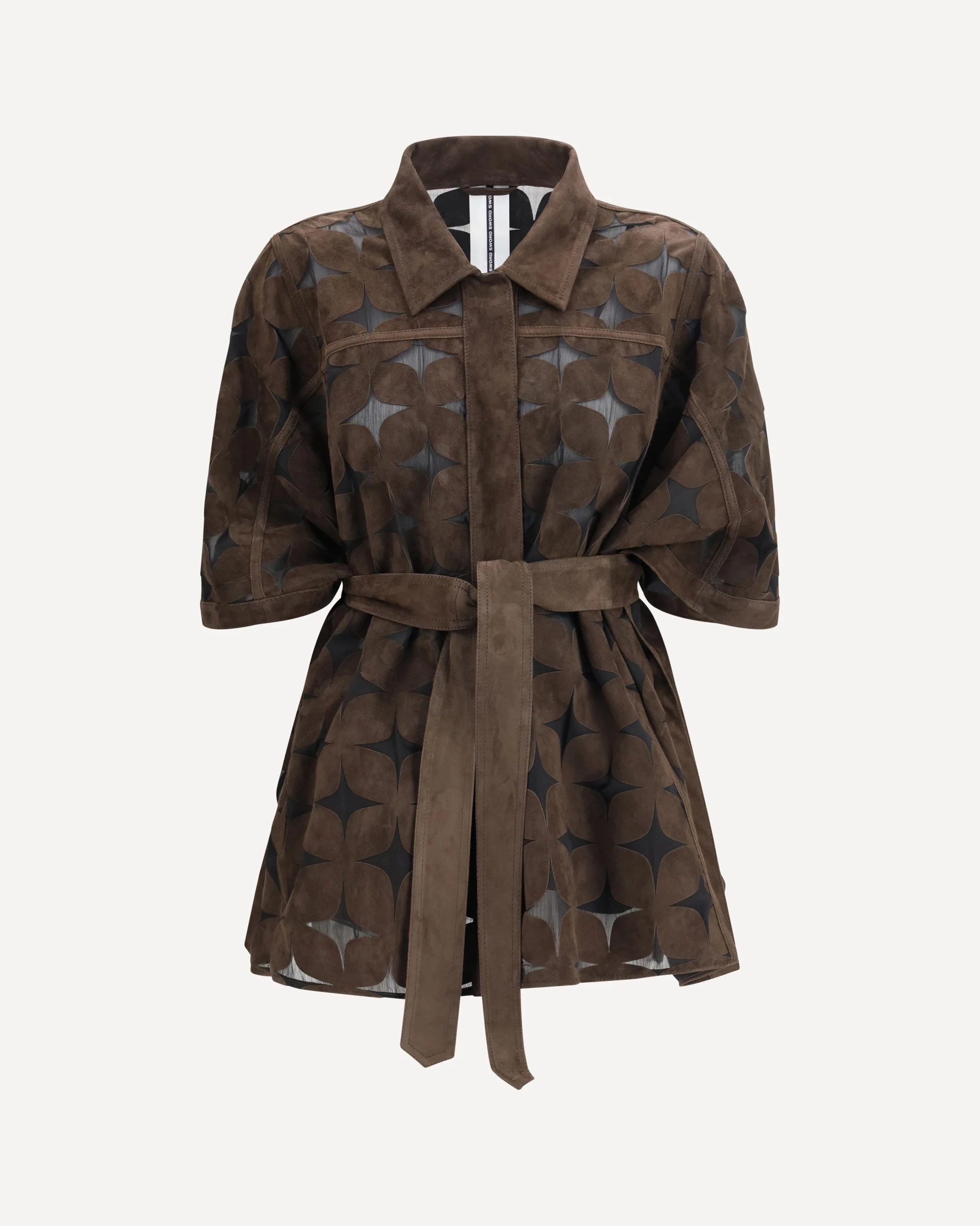 Goat suede leather Cape with sheer see-through inserts - Image 3