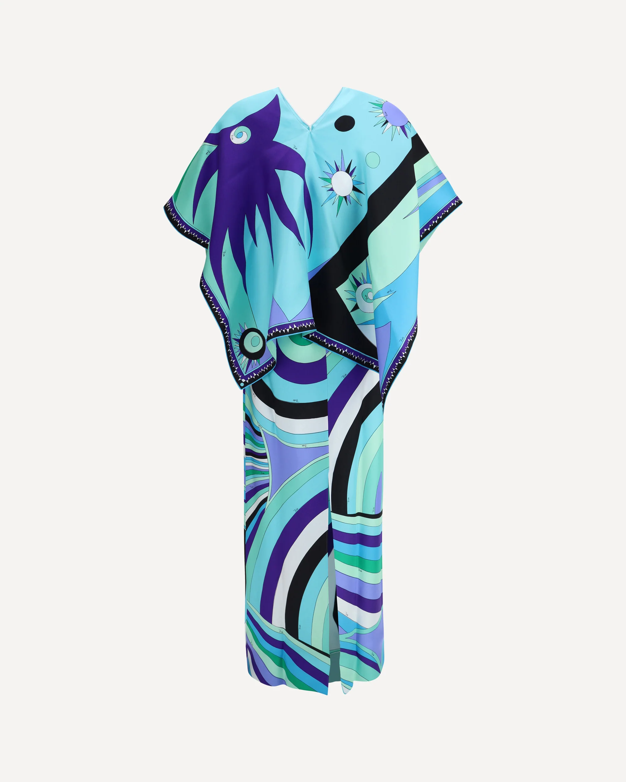 Iride print long Dress with cape - Image 2