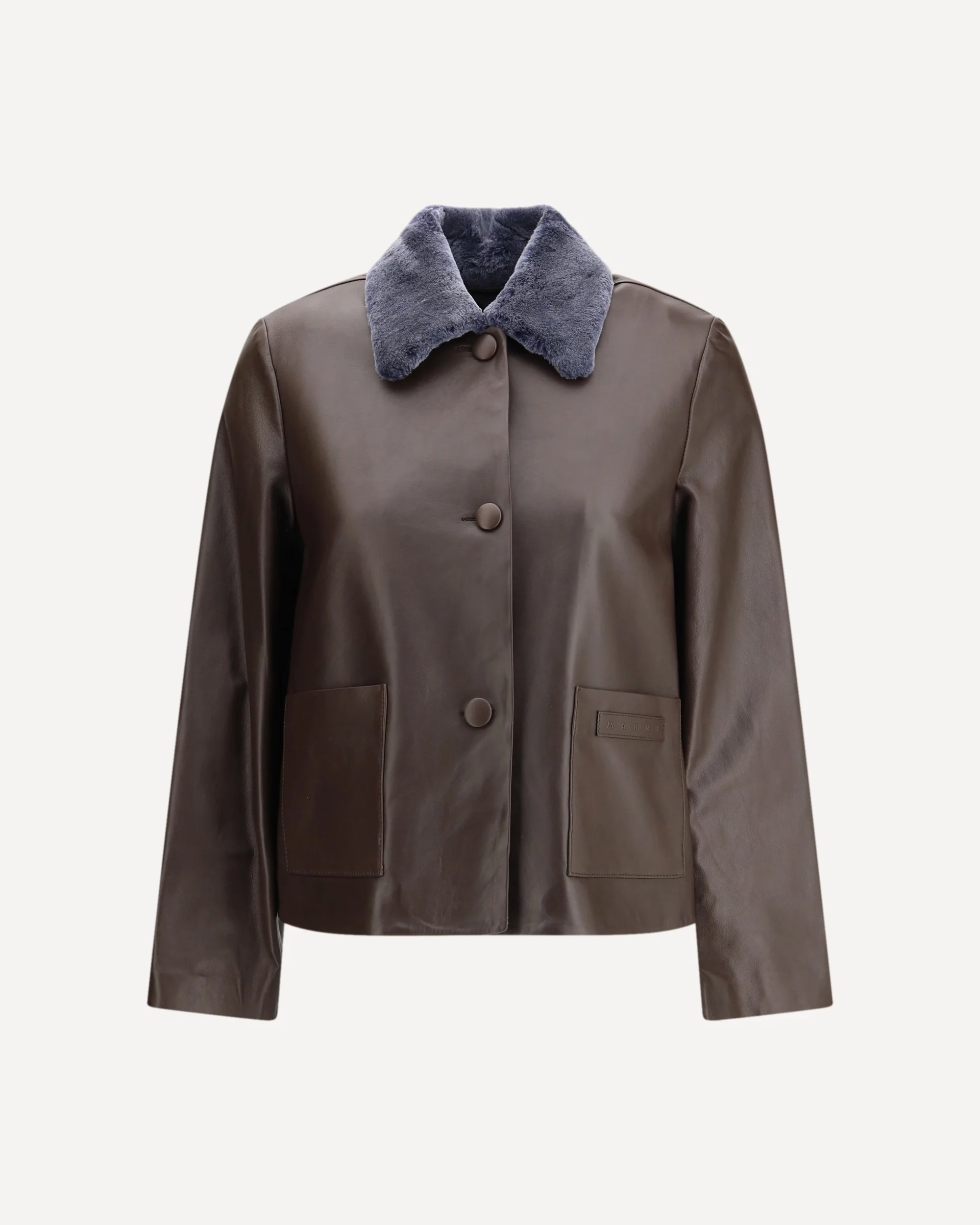 Leather Jacket with a shearling collar - Image 3