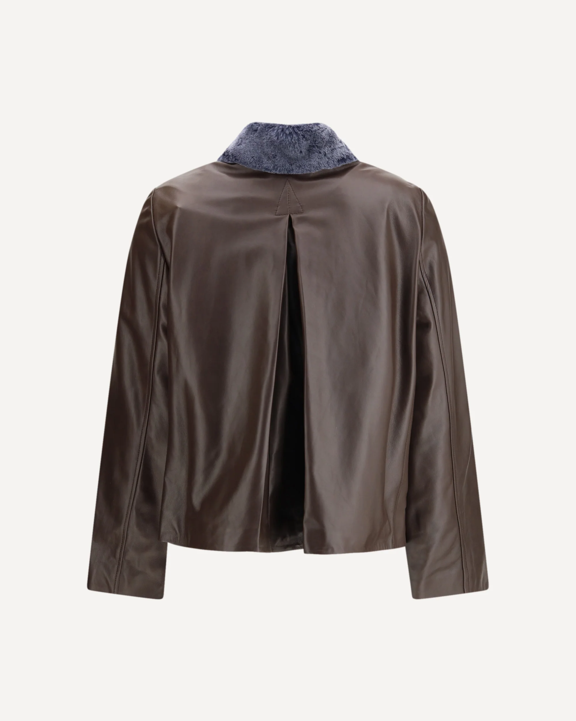 Leather Jacket with a shearling collar - Image 4