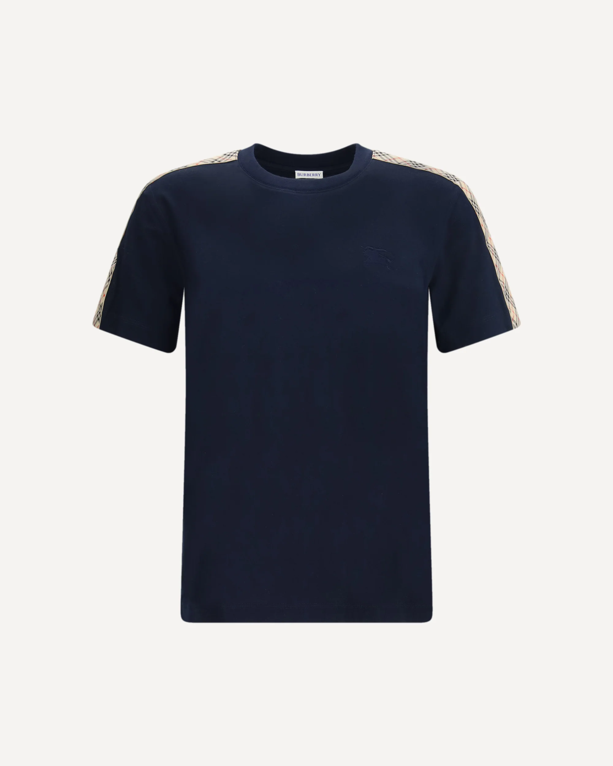 Short-sleeved T-shirt with a single Burberry Check stripe on both shoulders - Image 3