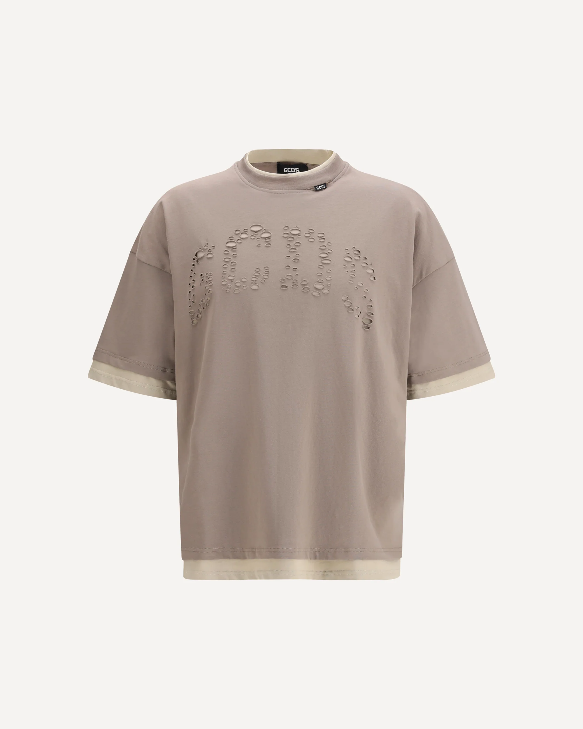 Over T-Shirt in cotton jersey with short sleeves with perforated logo - Image 3
