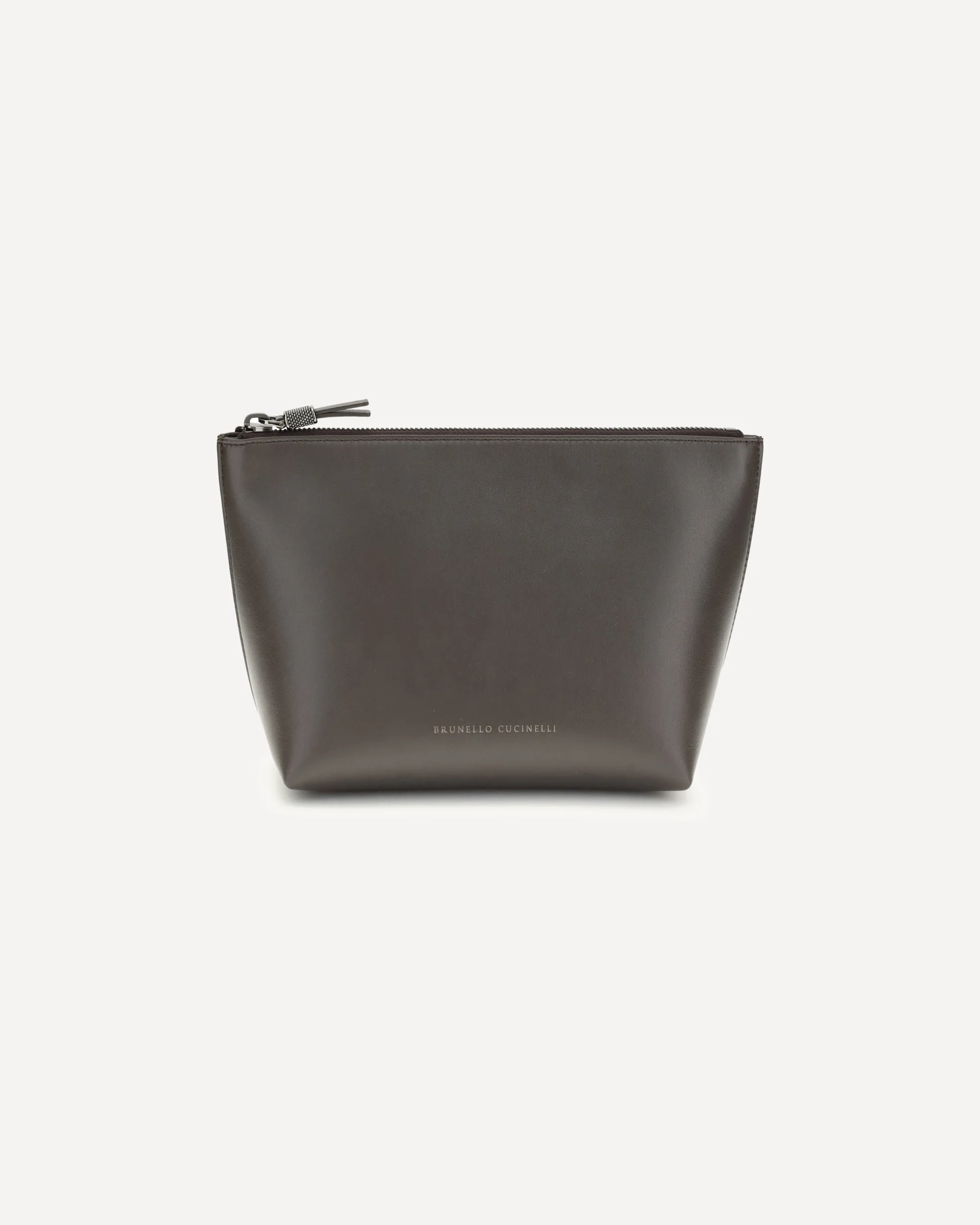 Leather Pouch with Shiny Zipper Pull - Image 3