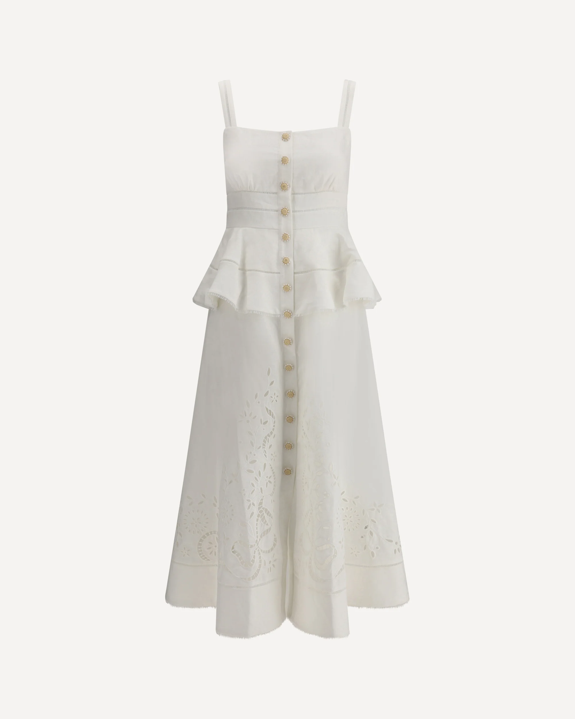Linen and cotton midi Dress - Image 3