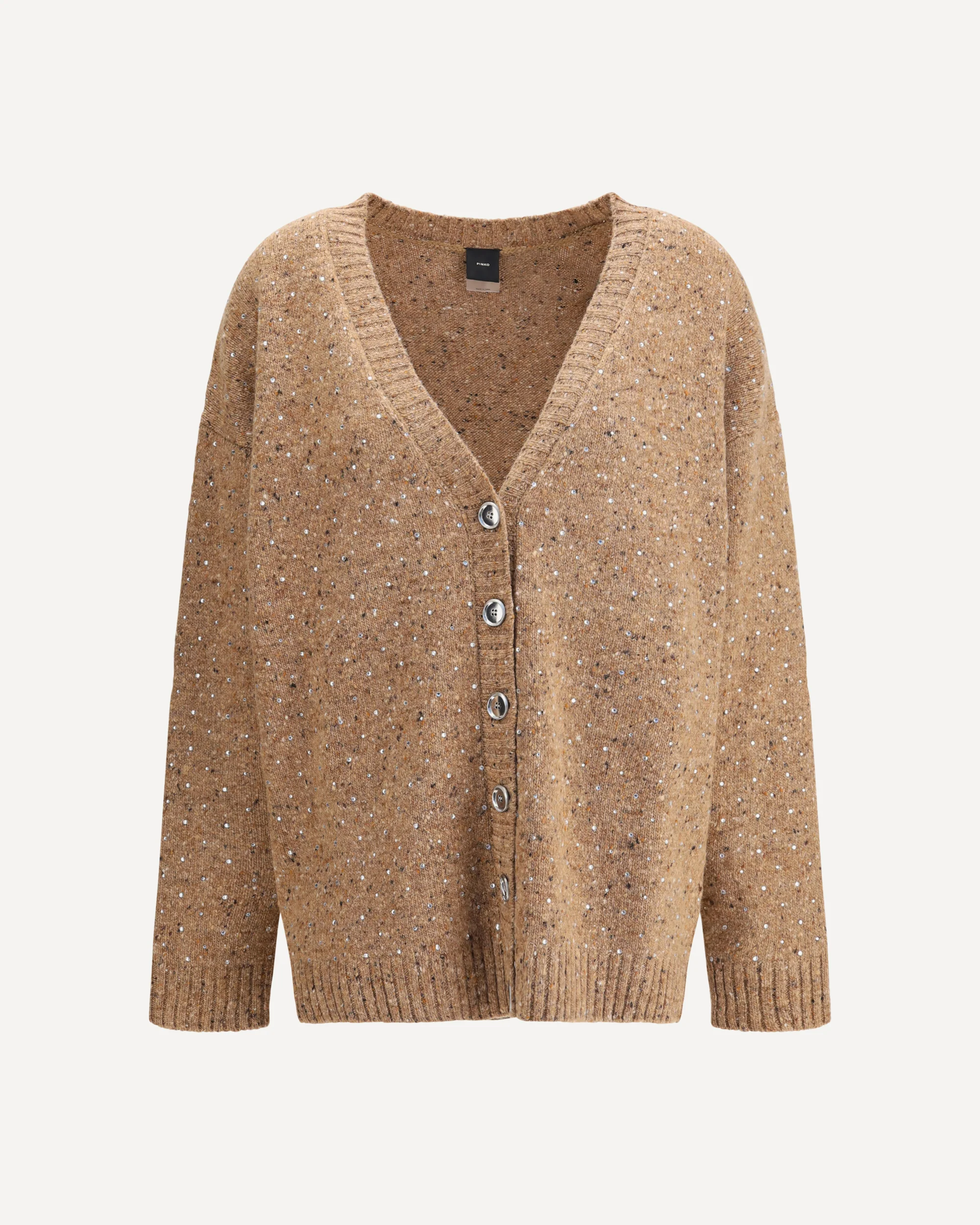 Bouclé fabric Cardigan with rhinestones - Image 3