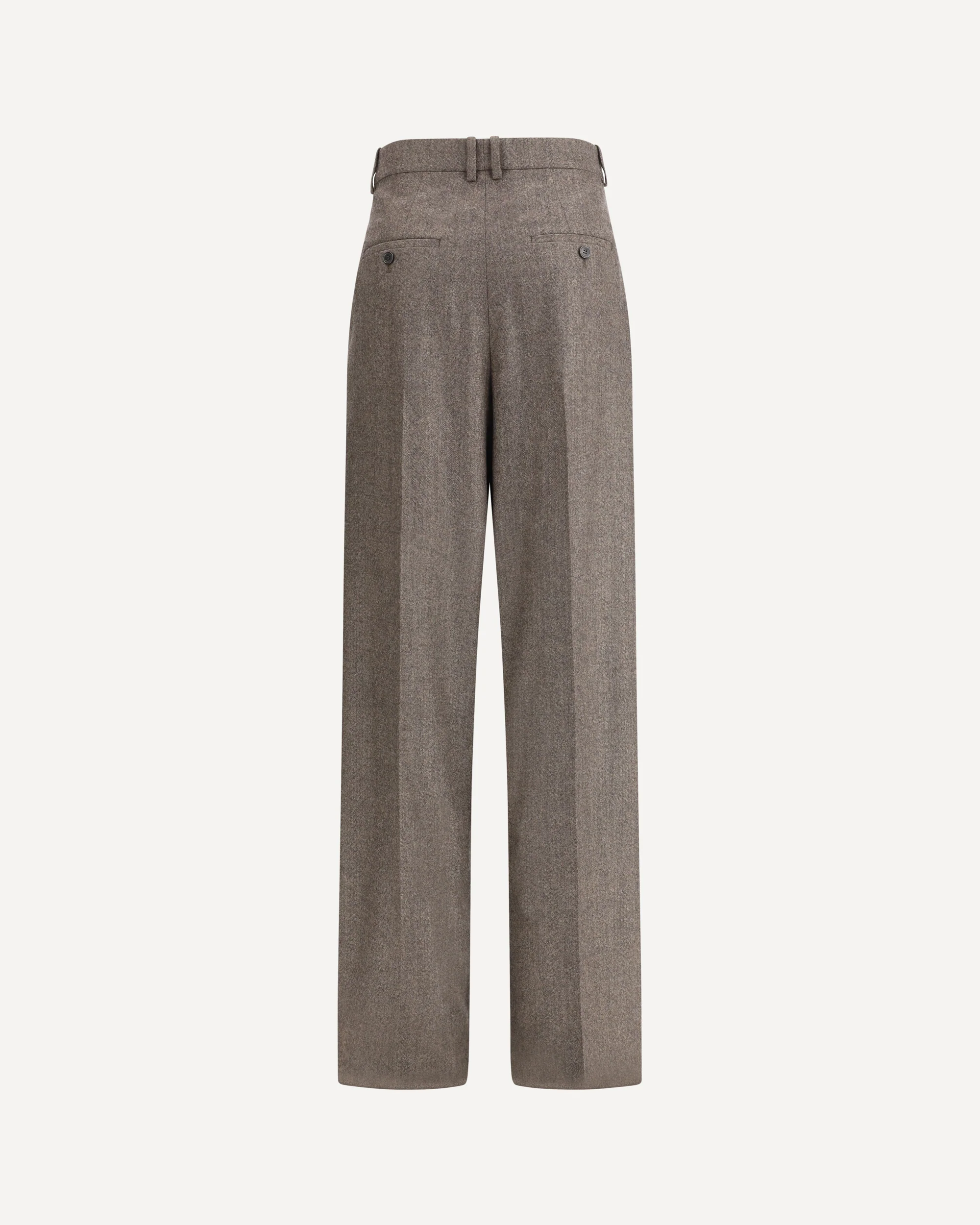 Wool Herringbone pattern wide leg Pants - Image 4