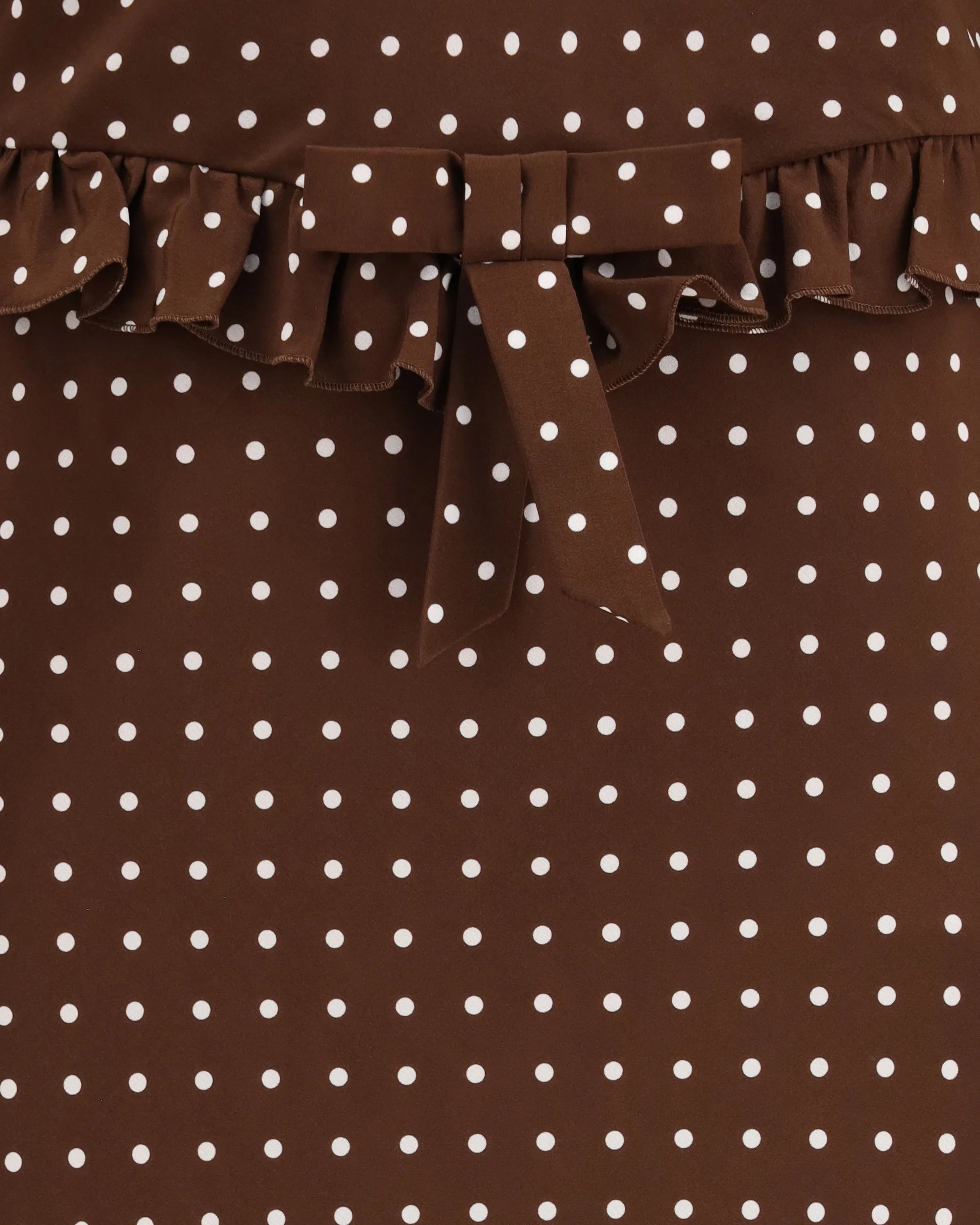 Polka Dot Silk Crêpe de Chine Midi Dress with bow - Image 5