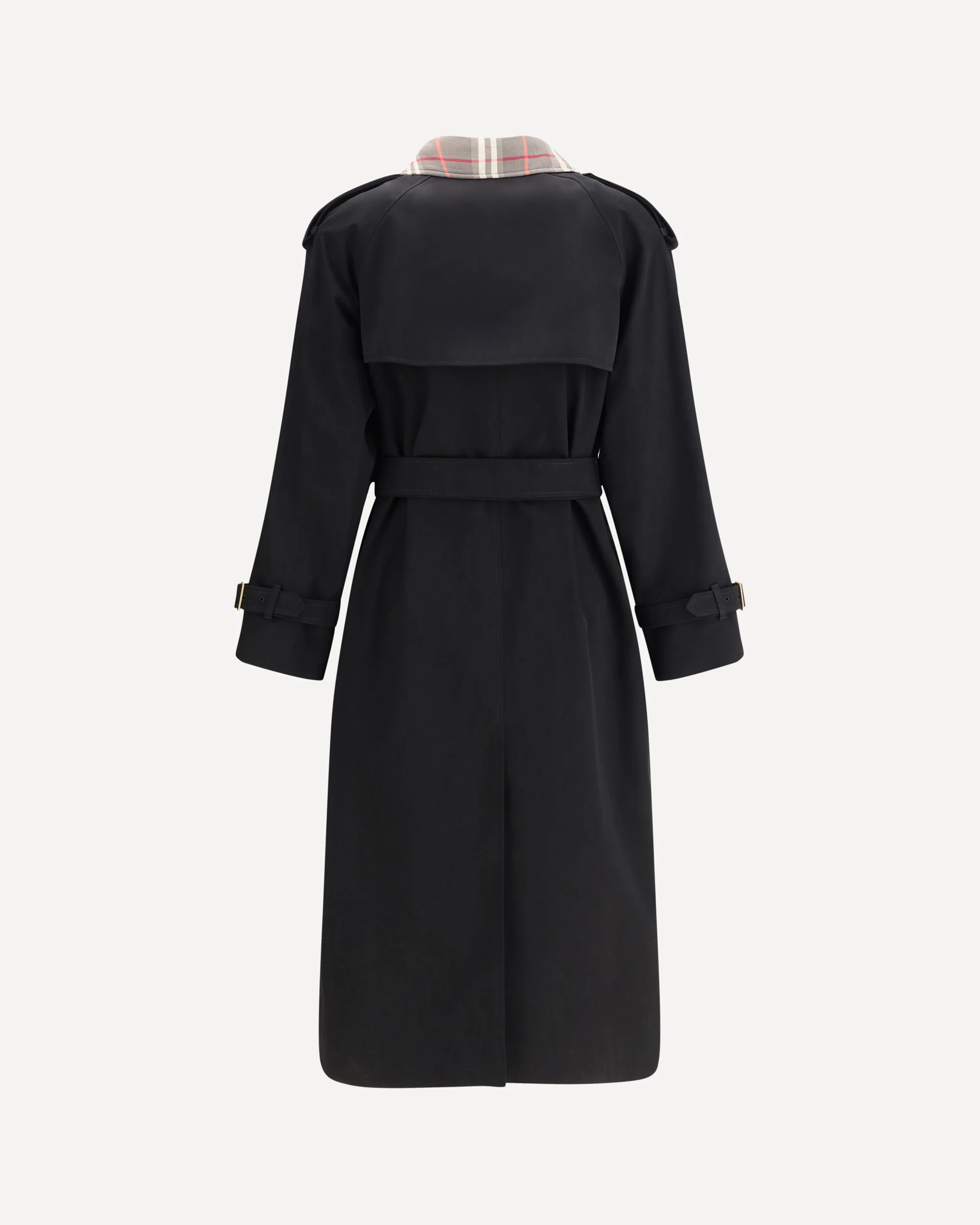 Castleford long Trench Coat with Check collar - Image 2
