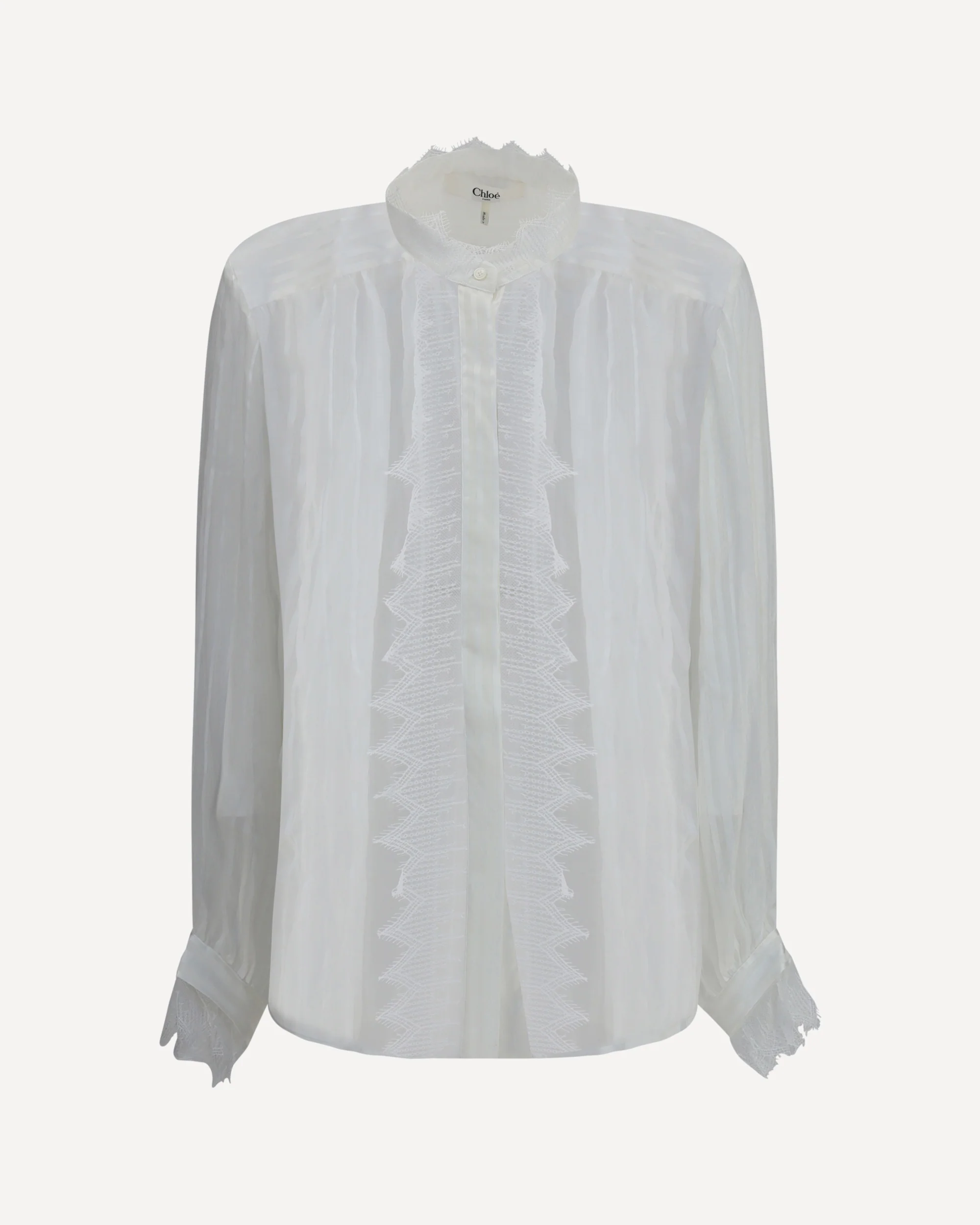 Ruffled silk muslin and lace Blouse - Image 3