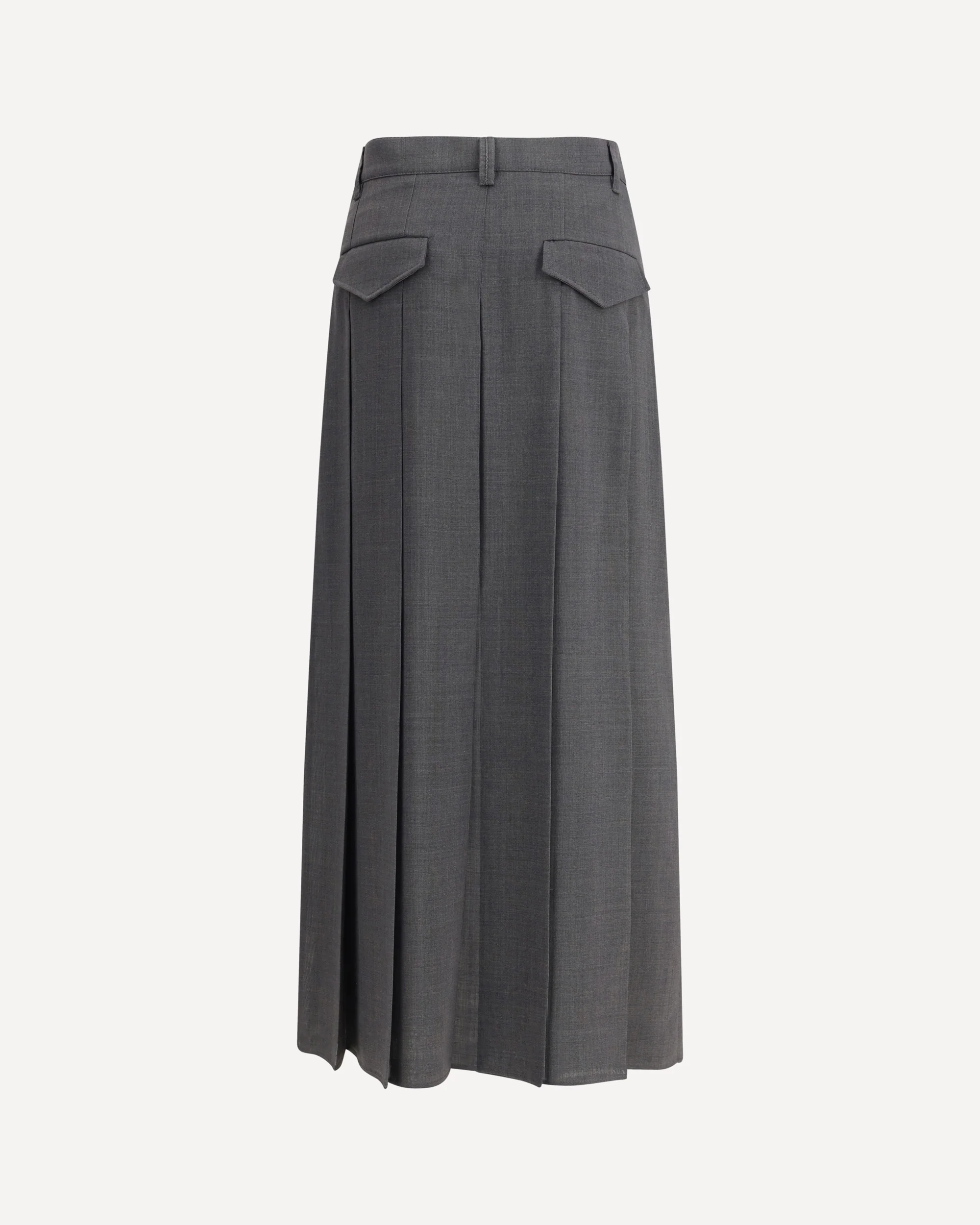 Pleated long Skirt in virgin wool techno gauze - Image 4