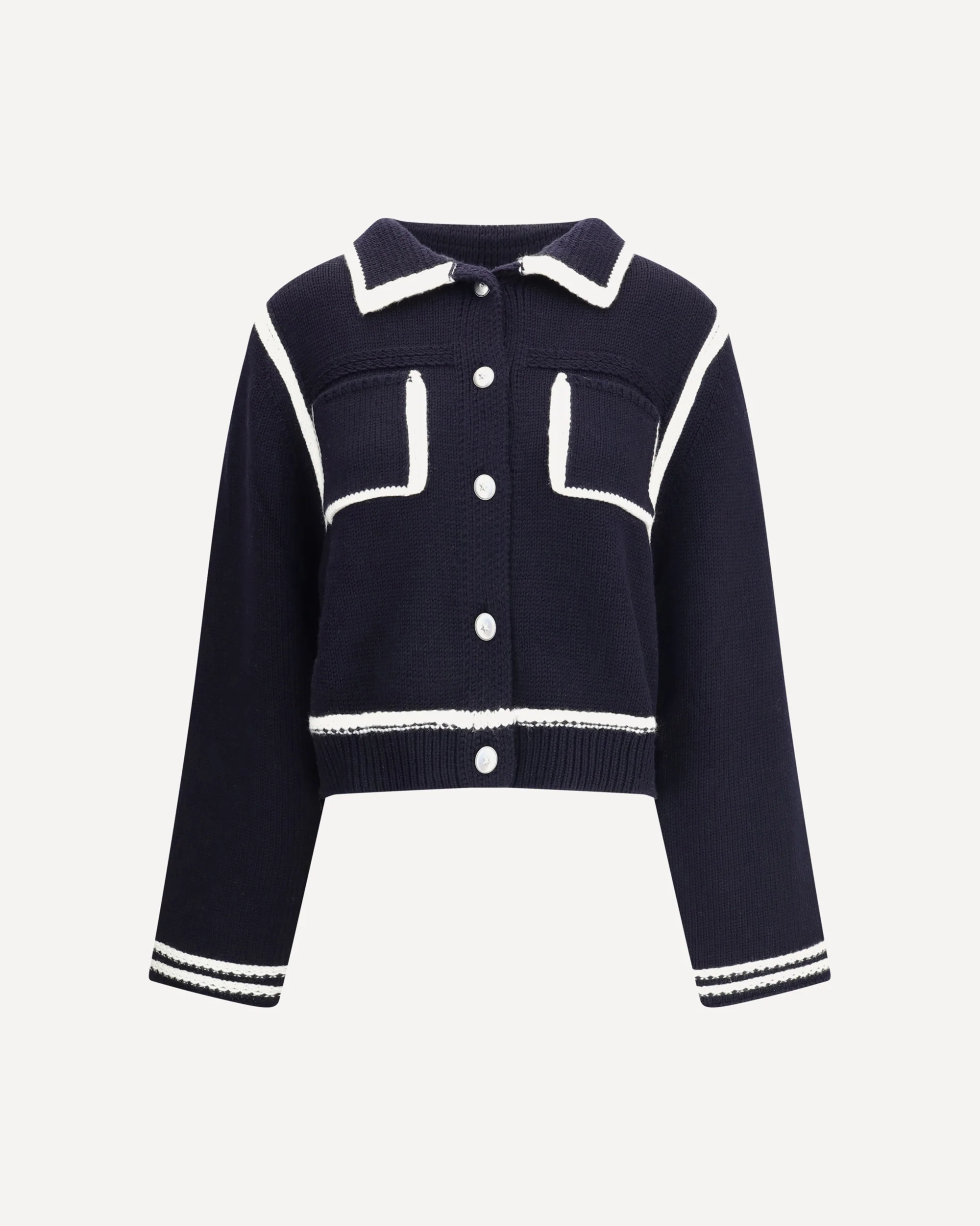 Cardigan with contrasting profiles