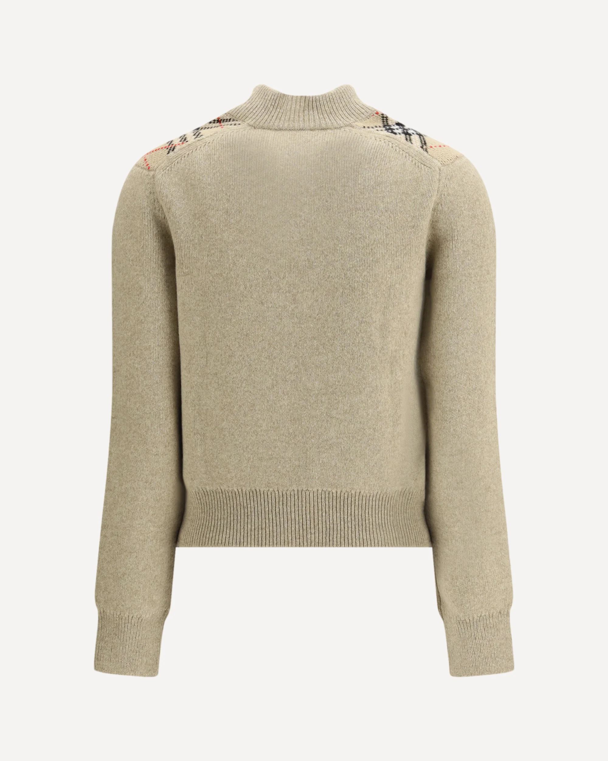 Cashmere and wool Cardigan with Check applications - Image 4